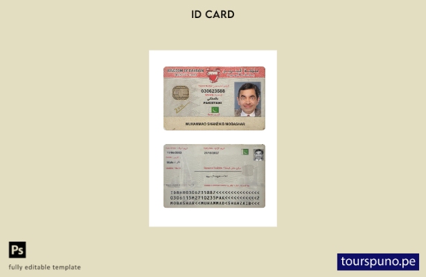 listo para imprimir la plantilla actual de tarjeta de identificación de Bahrein